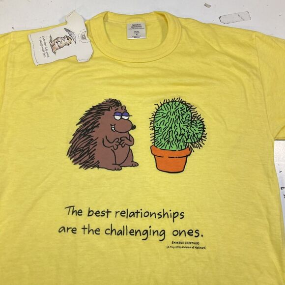 VINTAGE NEW WITH TAGS SHOEBOX GREETINGS T SHIRT M Hedgehog Cactus Relationships - Picture 1 of 4